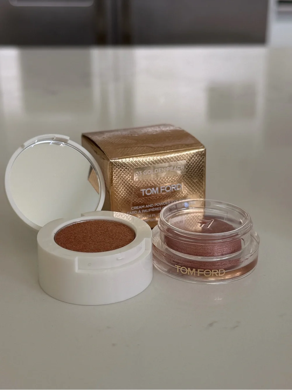 New/Unused Tom Ford Golden Peach Duo Cream & Powder Eyeshadow. Discontinued